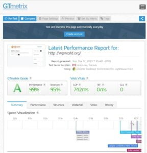 GTMETRIX Performance Test Results Hostinger Shared Web Hosting Premium Plan